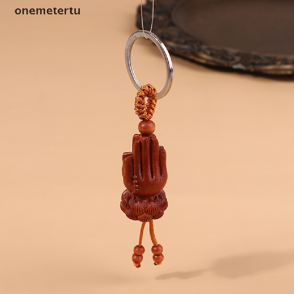 Móc Chìa Khóa Bằng Gỗ Đào Khắc Hình Bàn Tay Phật Phong Cách Vintage Dành Cho Nam Và Nữ