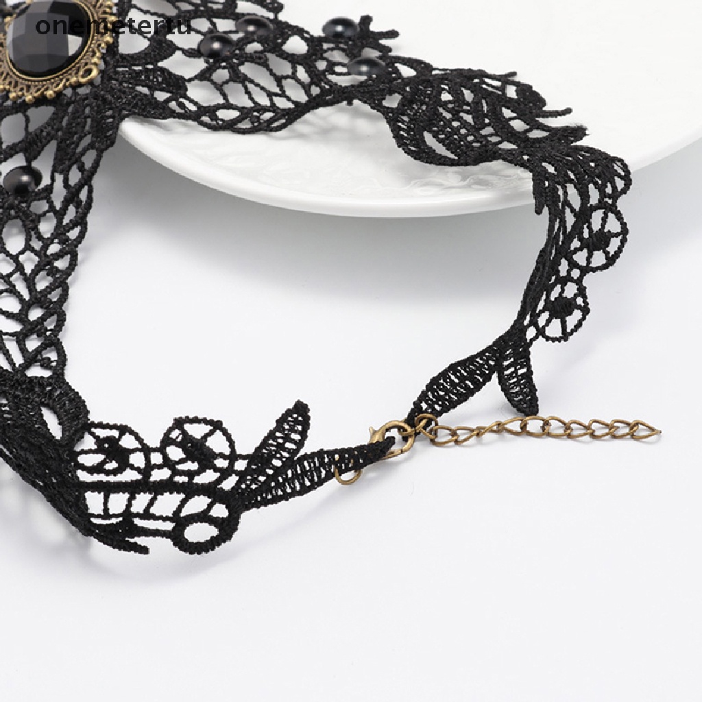 Onemetertu Vòng Cổ Choker Ren Đen Đính Hạt Phong Cách Victorian Gothic Quyến Rũ Làm Quà Tặng Đẹp Mắt Cho