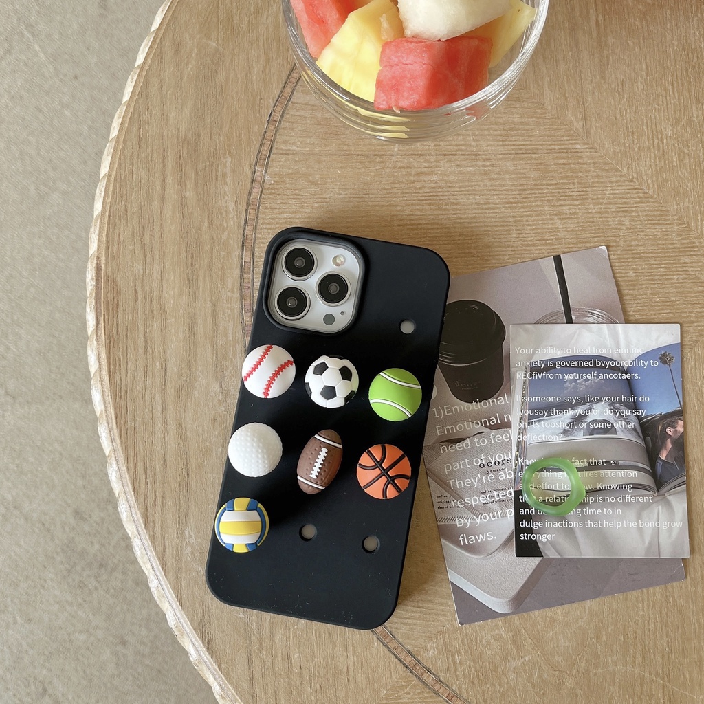 Ốp Điện Thoại Silicon Tpu Mềm Hình Bóng Đá 3D DIY Chống Sốc Chống Rơi Cho iPhone 14 13 12 11 Pro Max