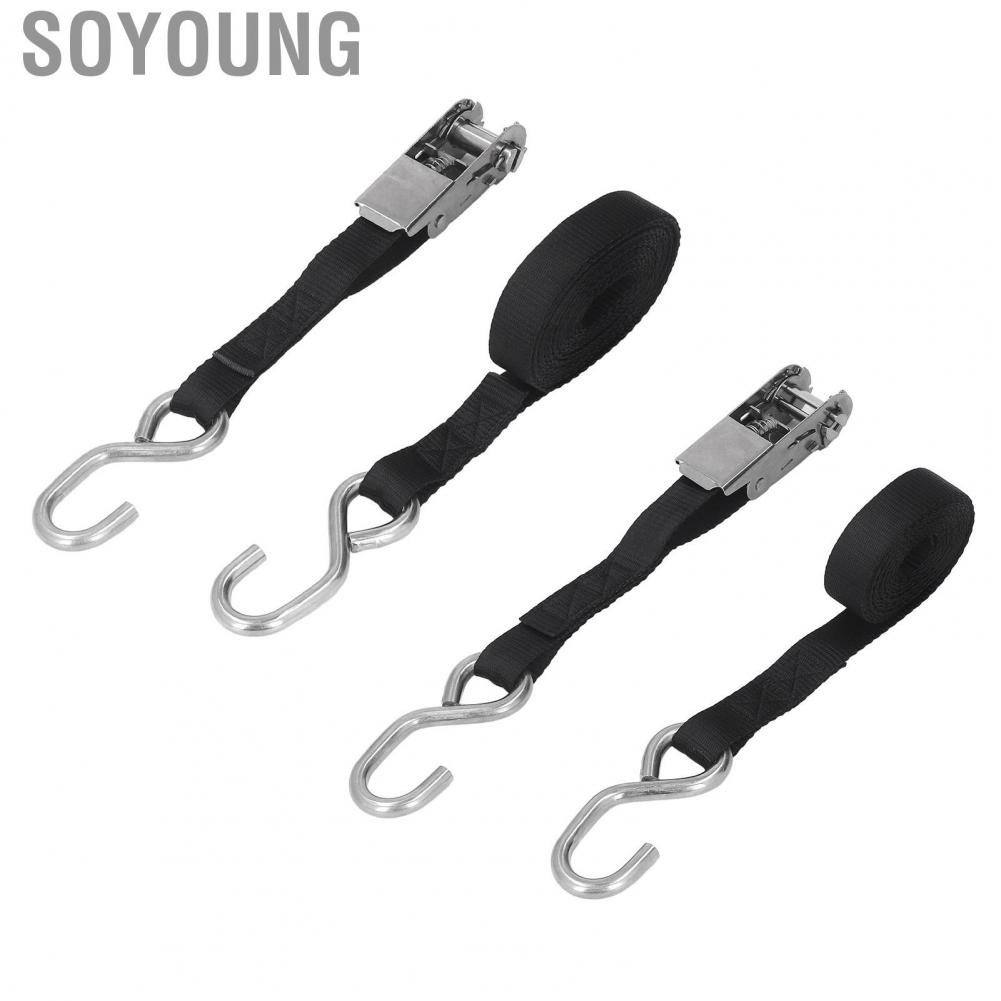 Soyoung Ratchet Tie Down Straps  Sturdy Construction Flexible Precise Stitching High Toughness 2PCS Ratcheting Securing for Ship