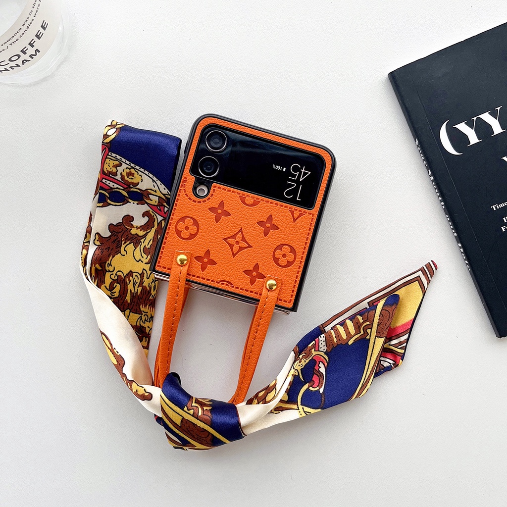 Ốp Điện Thoại Samsung Galaxy Z Flip 5 3 4 2 1 Da Gập Gọn Có Vòng Đỡ Cho