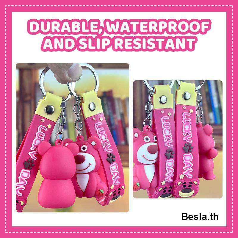 ✨✨ Móc Khóa Nhỏ Nhắn Hình Gấu Dâu Tây Hoạt Hình Bằng Nhựa PVC