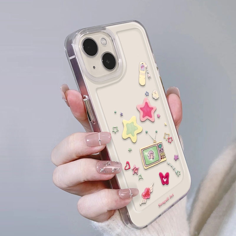 ✅Ốp Điện Thoại Trong Suốt Chống Sốc Họa Tiết Ngôi Sao Cho Iphone xr1213xs / iPhone14promax / plus 7 8 Retro / 11