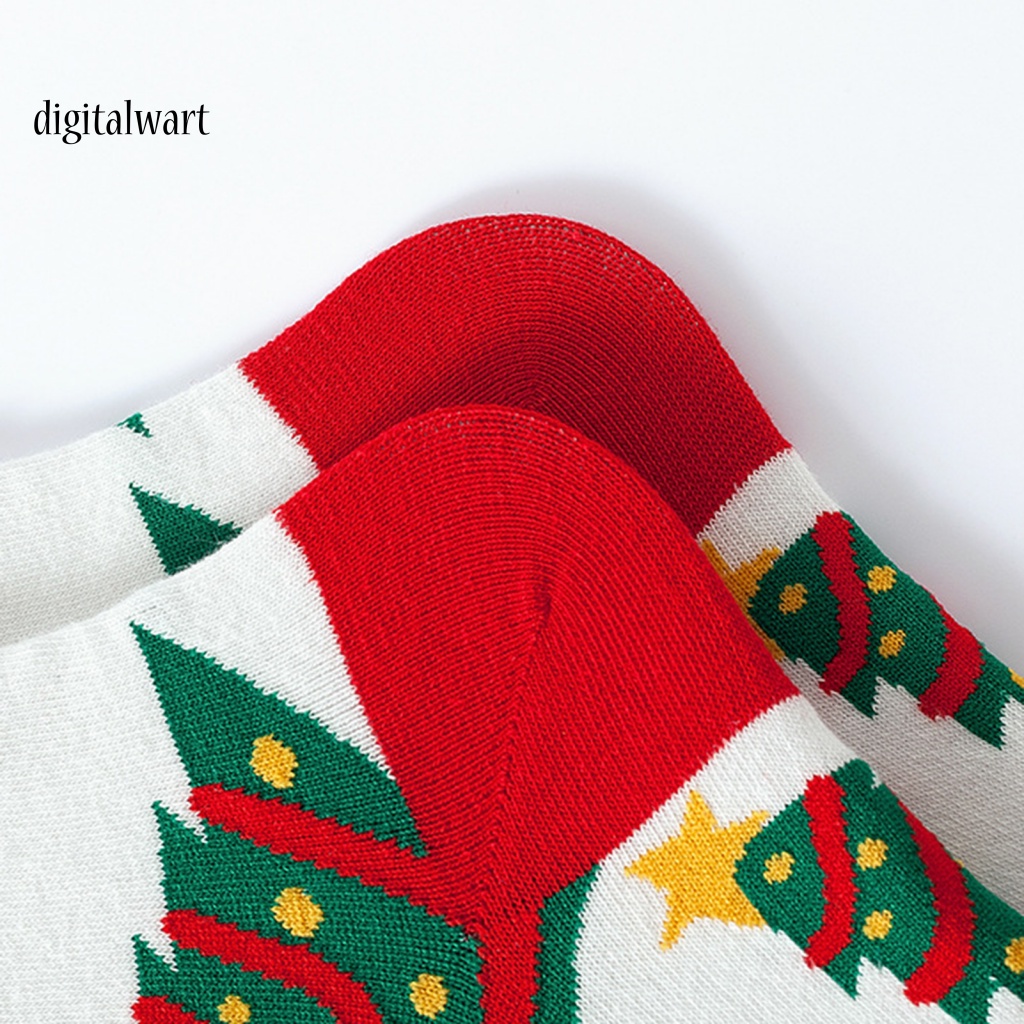 Kỹ Thuật Số| 1 Đôi Tất Bắp Chân Bằng Cotton Mềm Co Giãn Thoáng Khí Chống Trượt In Họa Tiết Giáng Sinh