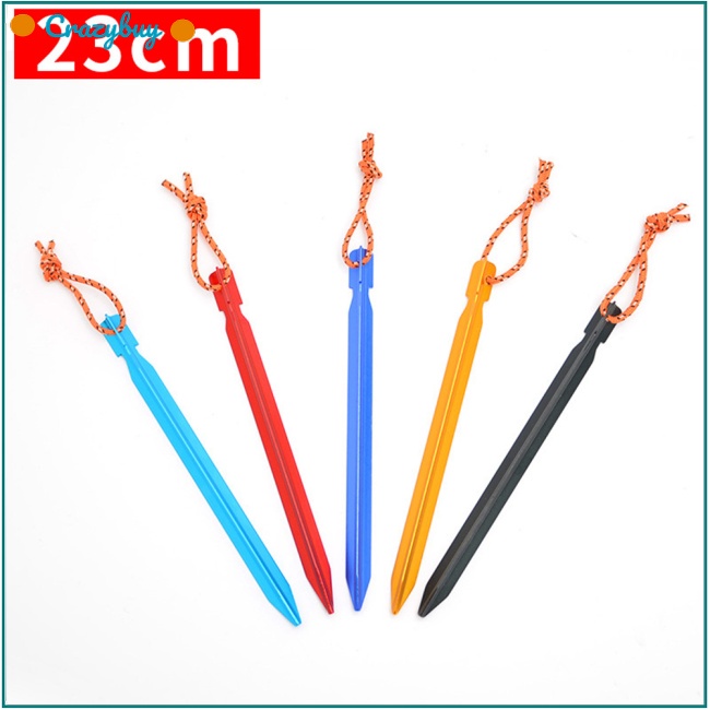 Cr Cọc Dựng Lều Hình Chữ V Ba Mặt Bằng Hợp Kim Nhôm Siêu Nhẹ 23cm (Kèm Dây)