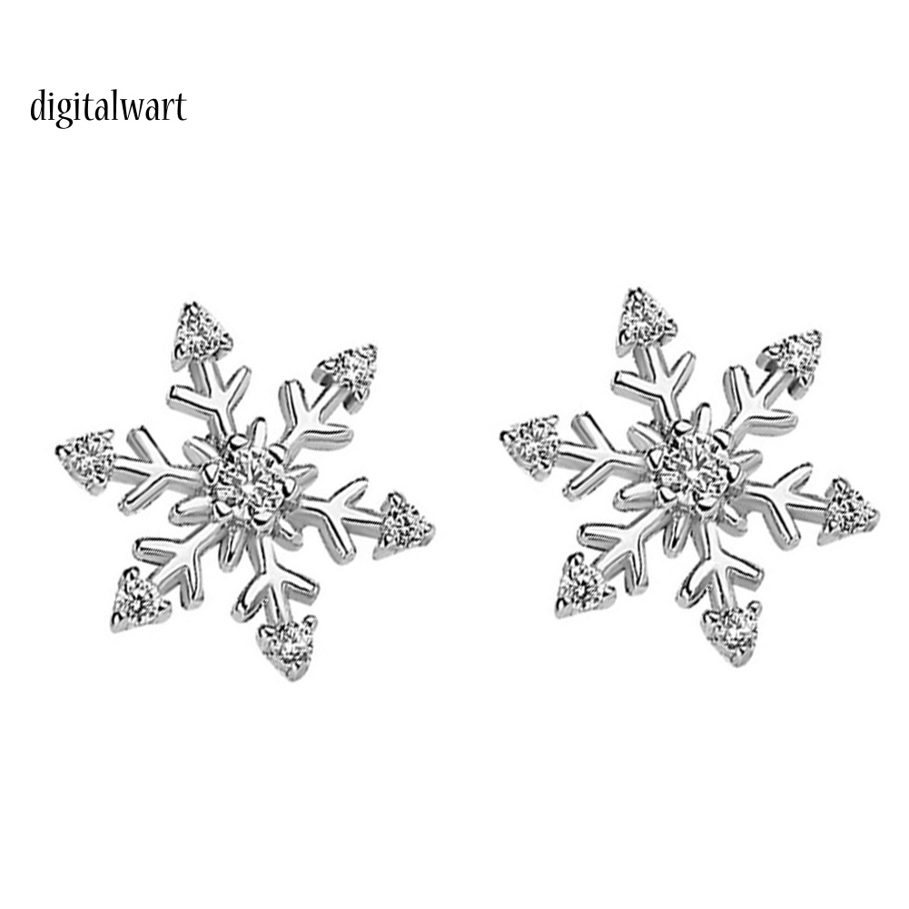 Kỹ Thuật Số| Bông Tai Hình Hoa Tuyết Đính Đá Thanh Lịch Cho Nữ