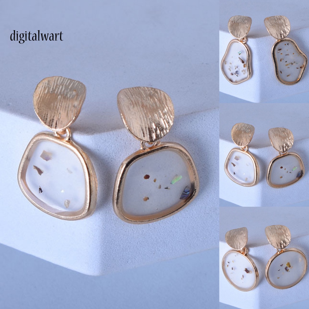 Kỹ Thuật Số| 2 Bông Tai Vỏ Sò Hình Vuông Bằng Hợp Kim Phong Cách Retro Dành Cho Nữ