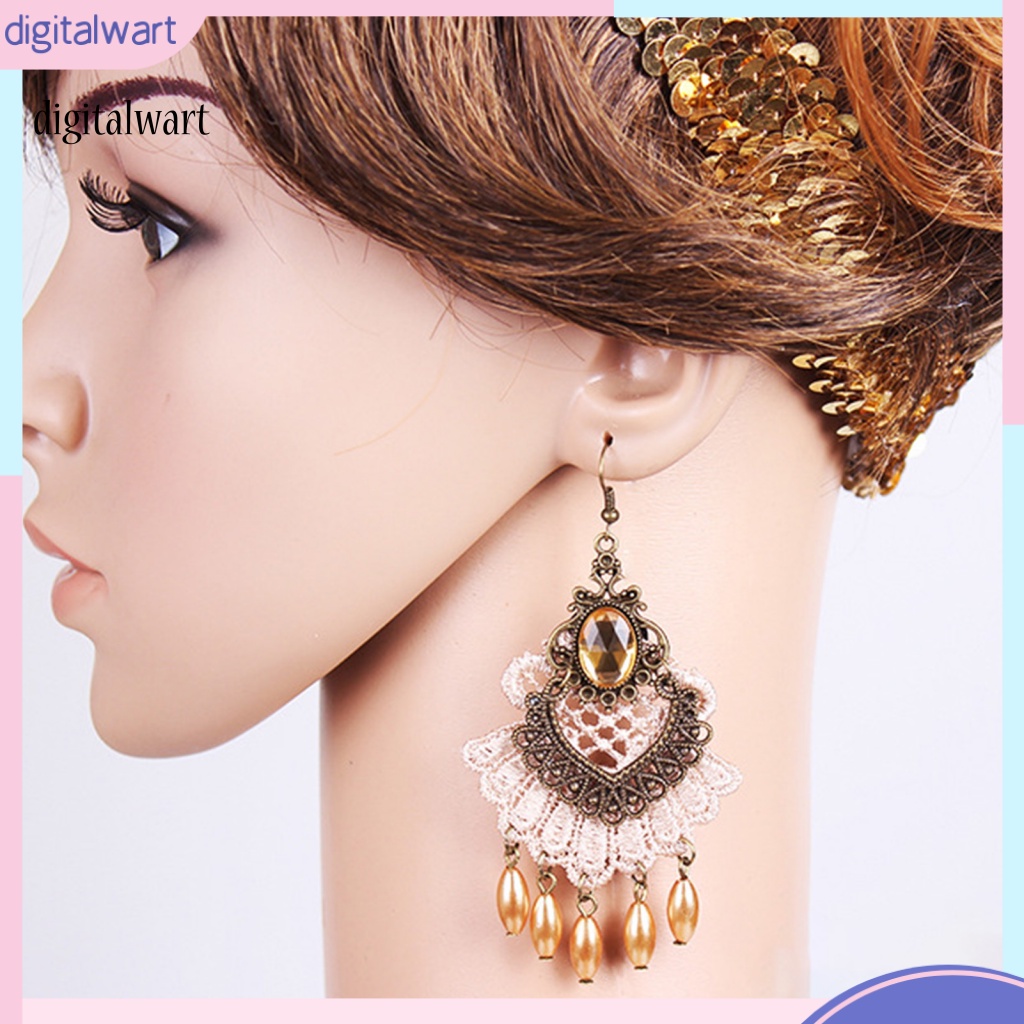 Kỹ Thuật Số| 1 Đôi Bông Tai Ren Rỗng Đính Đá Tua Rua Phong Cách Halloween