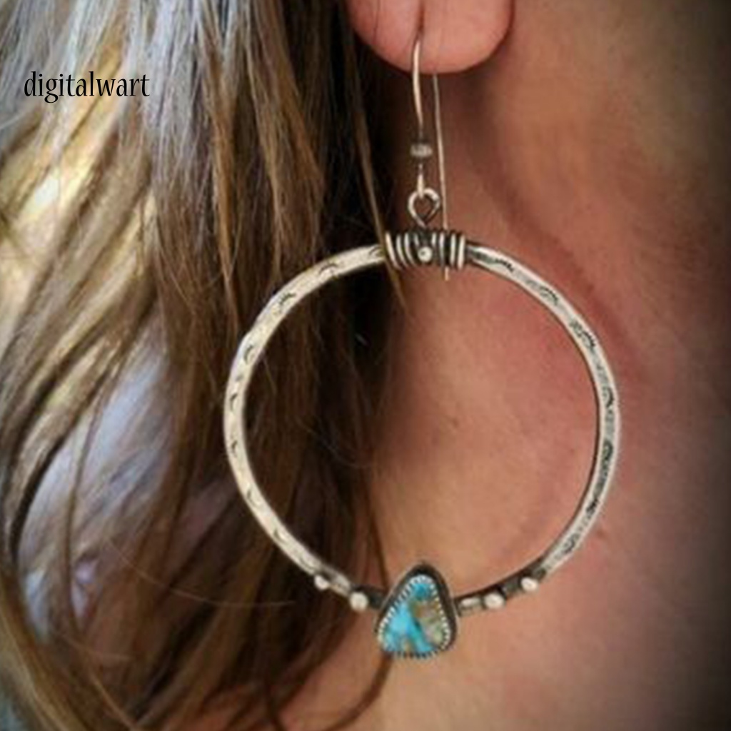 Kỹ Thuật Số| 1 Đôi Bông Tai Tròn Đính Đá Phong Cách Vintage Dành Cho Nữ