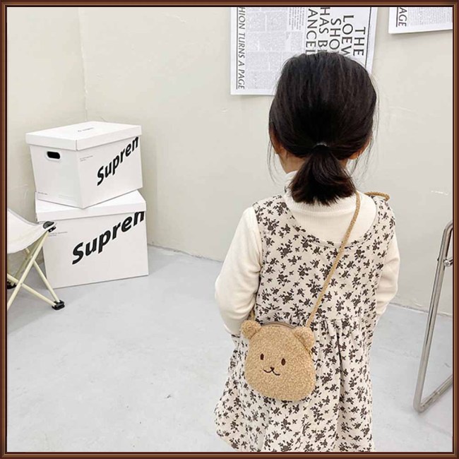 Túi Đeo Chéo Đựng Tiền Xu Hình Động Vật Hoạt Hình Bằng Lông Cừu Có Khóa Kéo Thời Trang Dành Cho Trẻ Em