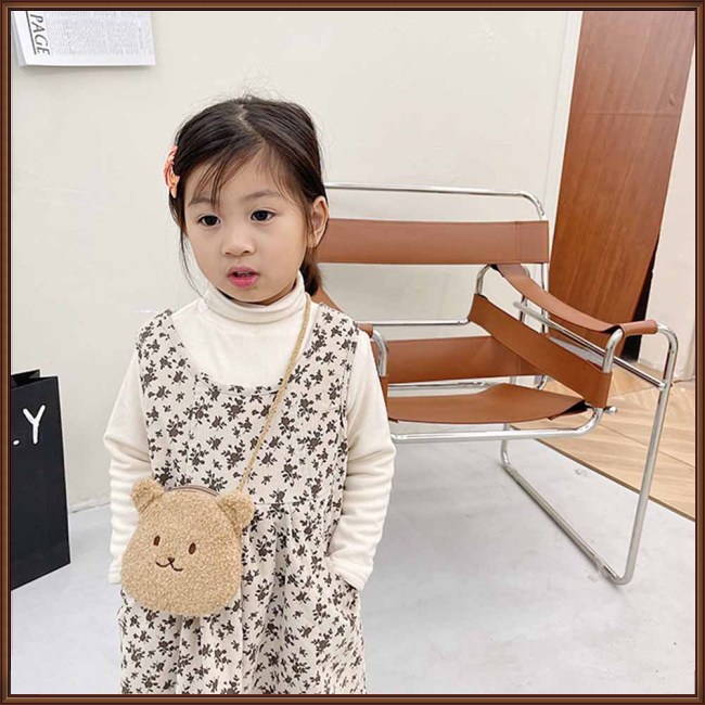 Túi Đeo Chéo Đựng Tiền Xu Hình Động Vật Hoạt Hình Bằng Lông Cừu Có Khóa Kéo Thời Trang Dành Cho Trẻ Em