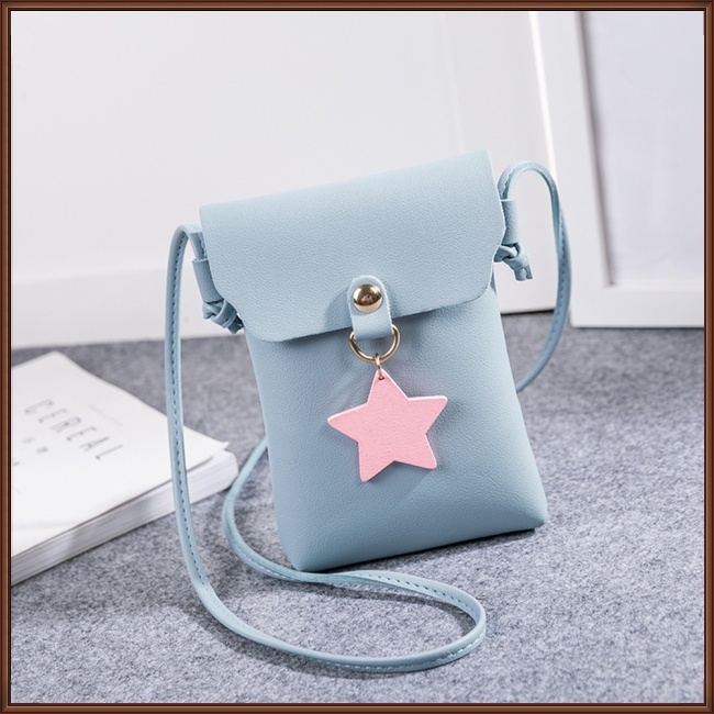 Túi Da Đeo Chéo Hình Vuông Nhỏ Đính Ngôi Sao Thời Trang Cho Nữ