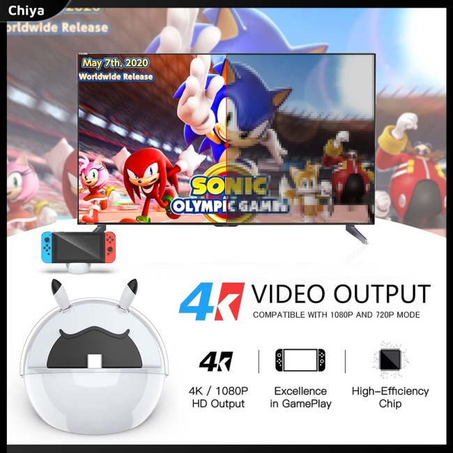 Đế Sạc Chuyển Đổi Hdmi-compatible Hình Quả Bóng Pokemon Pikachu Cho Nintendo Switch