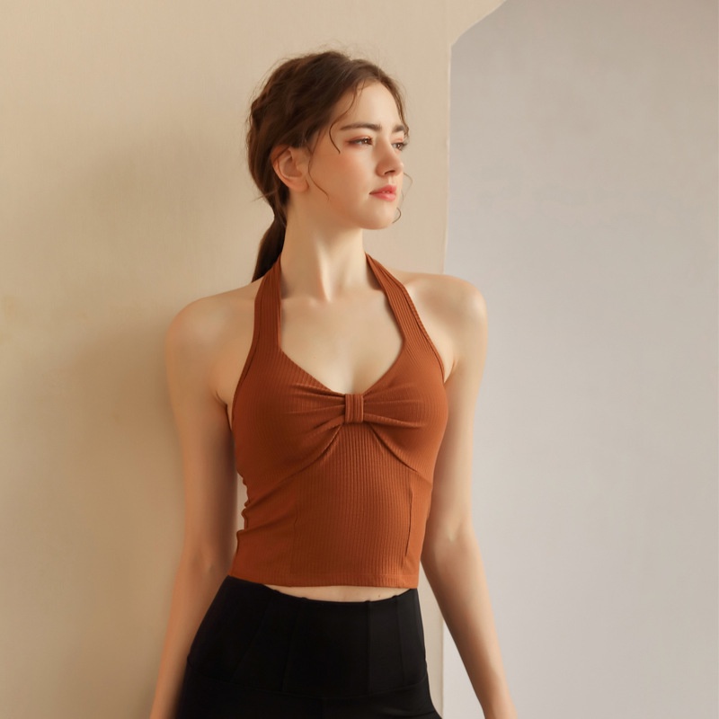 Áo Ngực Thể Thao Không Tay Chống Sốc Chống Chảy Xệ Có Dây Đeo Vai Khoét Lỗ Cho Nữ