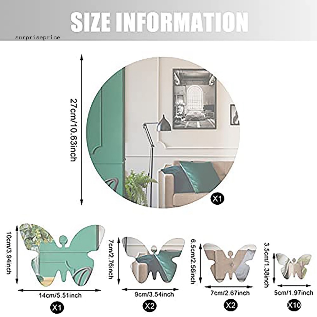 1 Bộ Sticker Dán Tường Mặt Gương Acrylic Hình Bướm Có Thể Tháo Gỡ Cho Nhà Ở