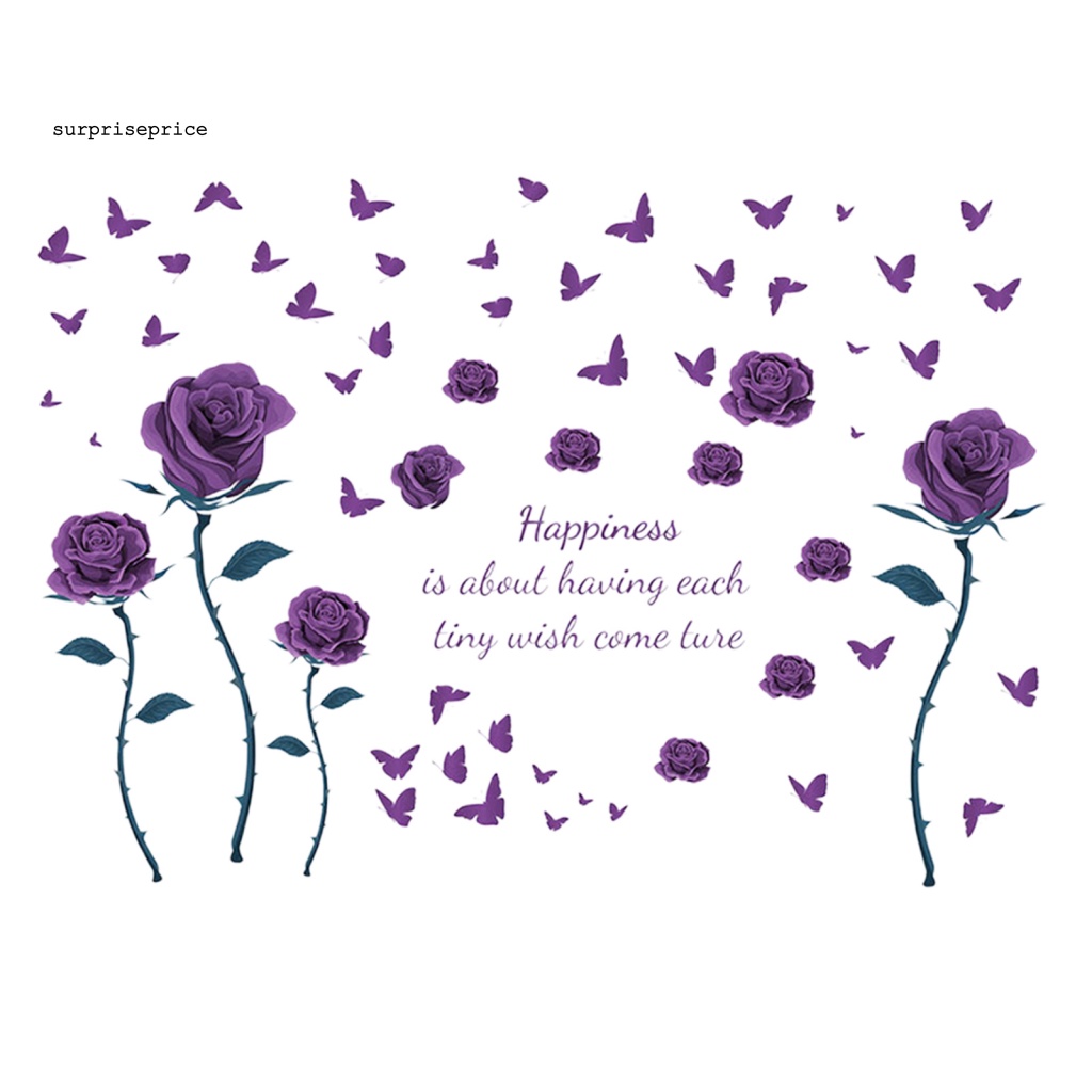 Set 4 Tấm Sticker PVC Dán Tường Họa Tiết Hoa Thanh Lịch Có Thể Tháo Gỡ Trang Trí Nhà Cửa