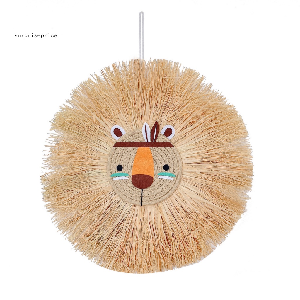 Phụ Kiện Treo Trang Trí Kiểu Đầu Gấu Trúc Hoạt Hình Bằng Rơm Dệt Tay