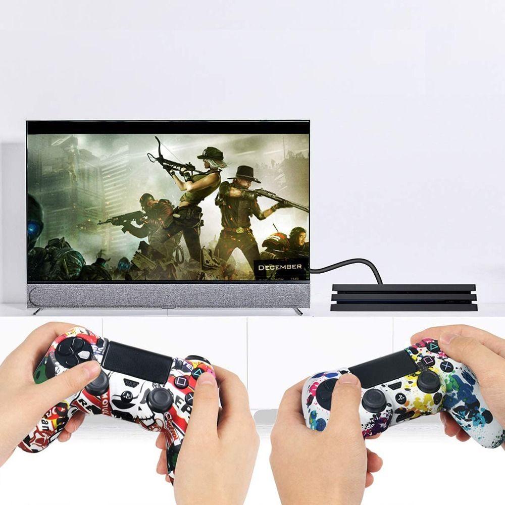 AUGUSTINA Vỏ Bọc Tay Cầm Chơi Game PS4 / Pro / Slim Bằng Silicone Họa Tiết Rằn Ri Chống Bụi