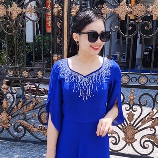 ĐẦM MAXI ĐÍNH ĐÁ TAY TIỂU THƯ