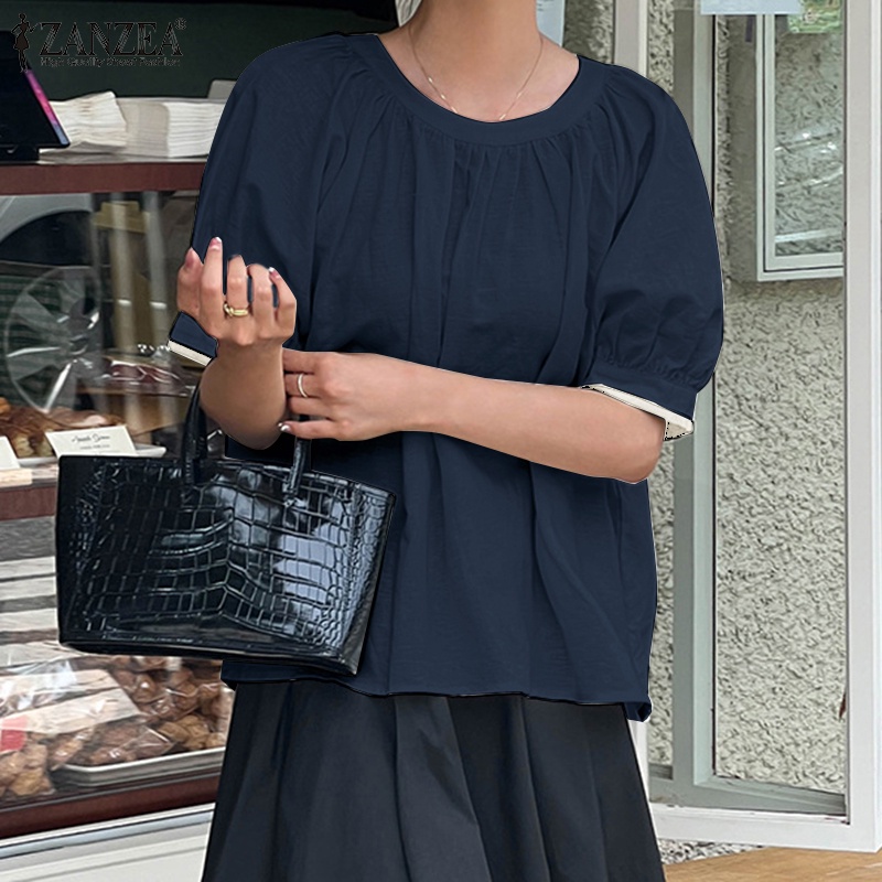 Zanzea Áo Thun Nữ Ngắn Tay Cổ Tròn Thắt Nơ Lưng Thời Trang