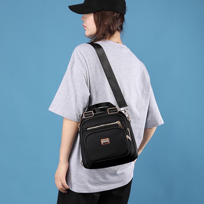 Túi Đeo Chéo/Ba Lô Phong Cách Sử Dụng Kép Màu Trơn Đơn Giản Nhiều Ngăn Dây Kéo Mượt Mà