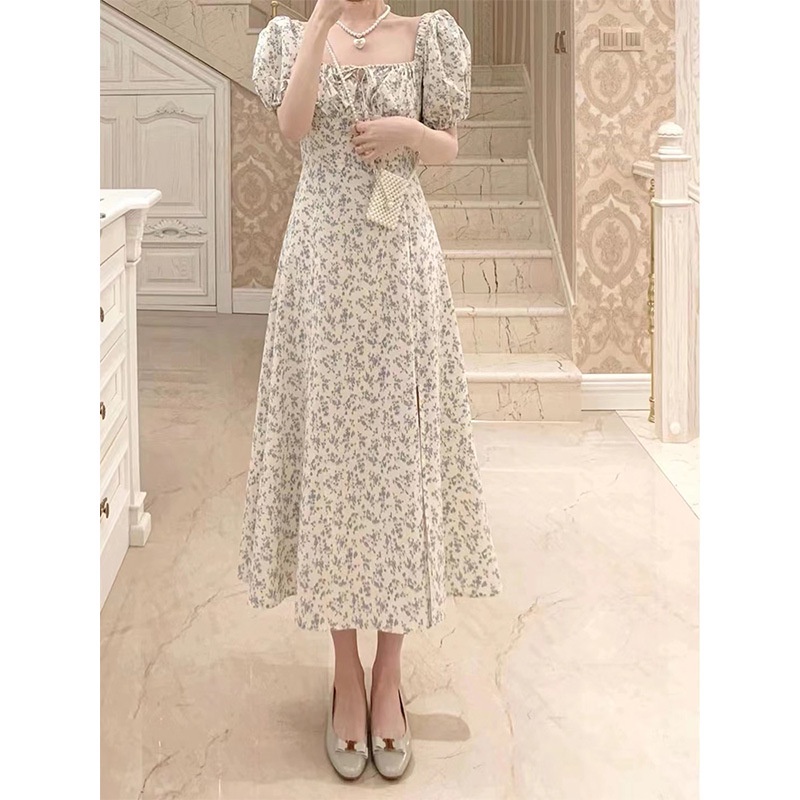 NRVP Đầm Dài Tay Ngắn In Hoa Độc Đáo Thời Trang Mùa Hè Hàn Quốc 2023 Dành Cho Bạn Nữ