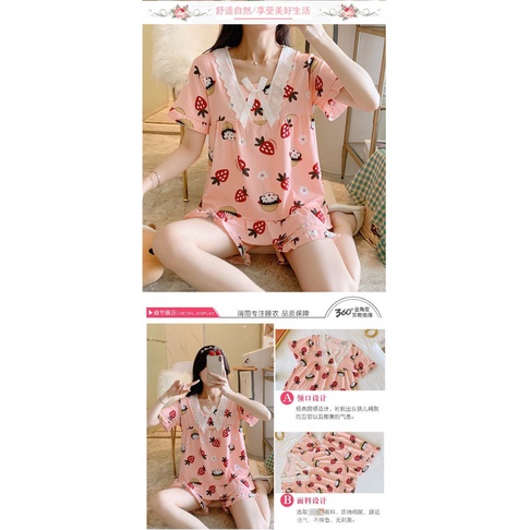 Bộ Đồ Ngủ Ngắn Tay Hai Mảnh Phong Cách Công Chúa Dễ Thương Dành Cho Nữ