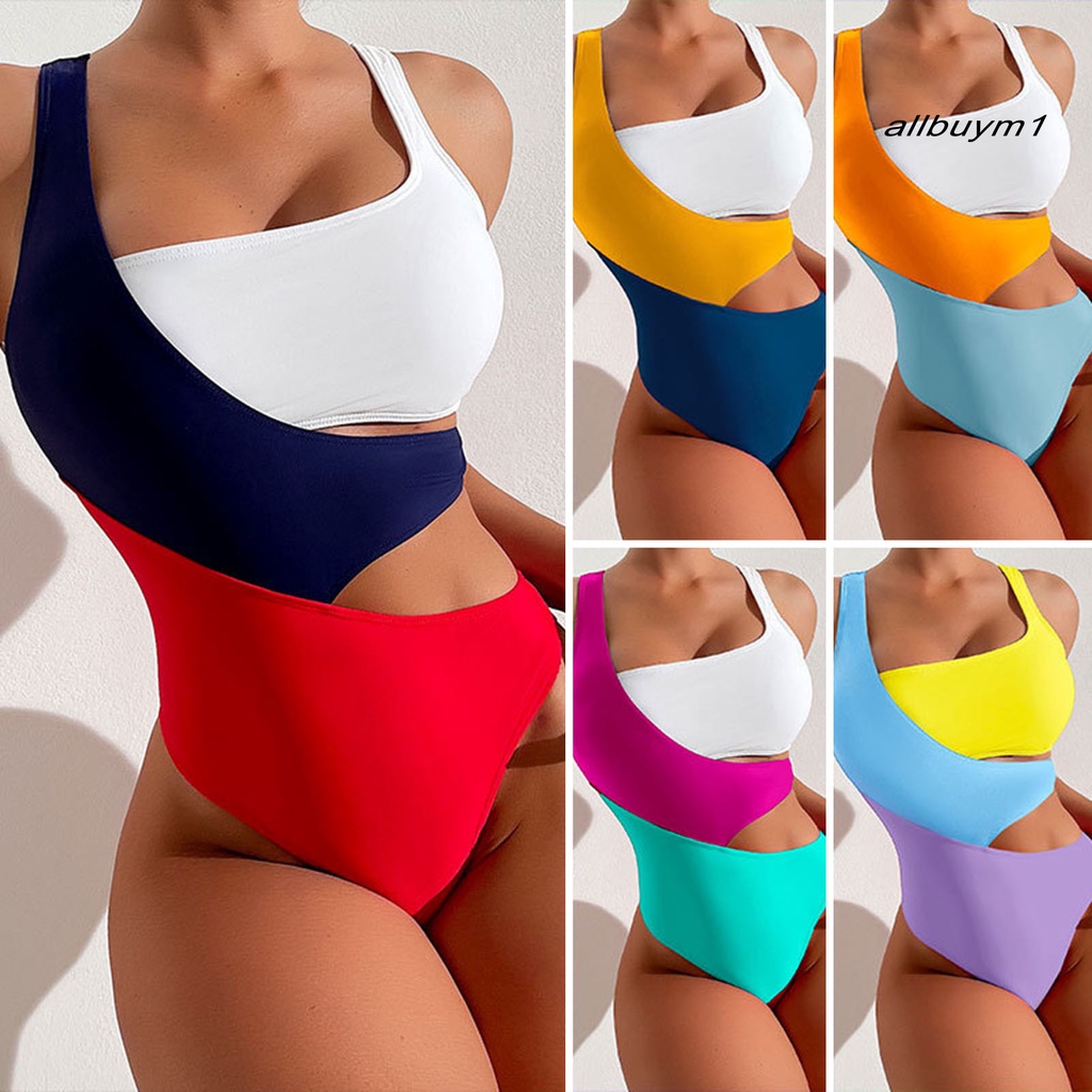 Áo Một Mảnh Cổ Vuông Nâng Ngực Co Giãn Màu Sắc Tương Phản Gợi Cảm Cho Nữ