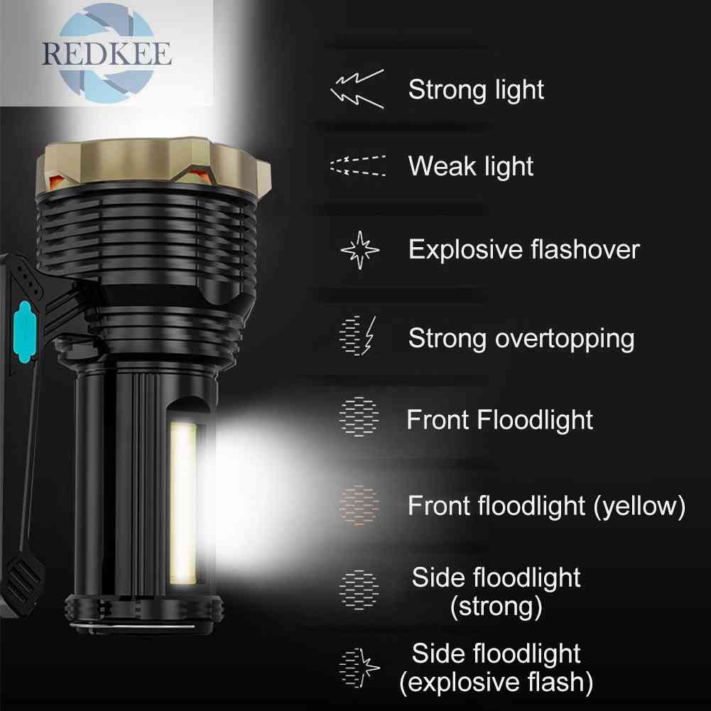 Đèn Pin Chống Thấm Nước IPX4 8 Chế Độ Sáng Tiện Dụng