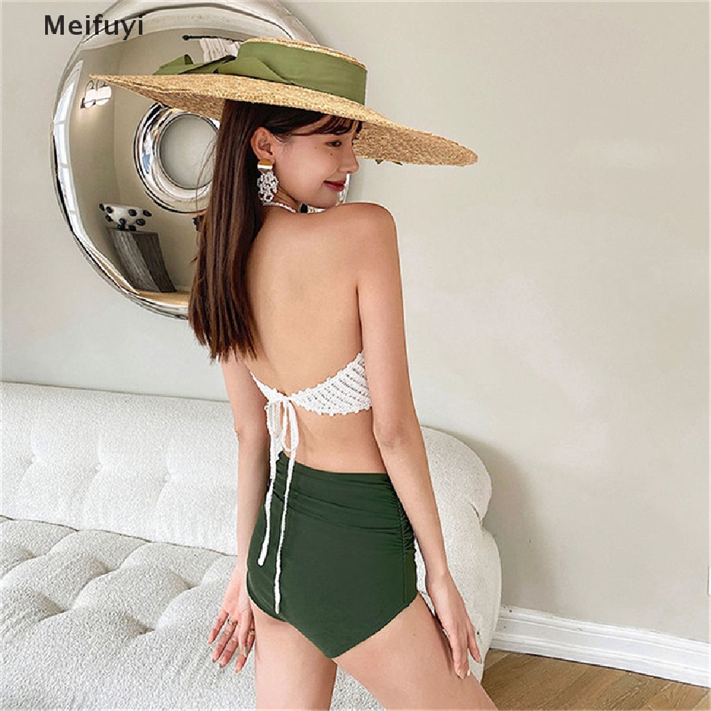 [Meifuyi] Áo Crop Top Dây Đan Móc Dáng Ngắn Màu Trơn Gợi Cảm Cho Nữ