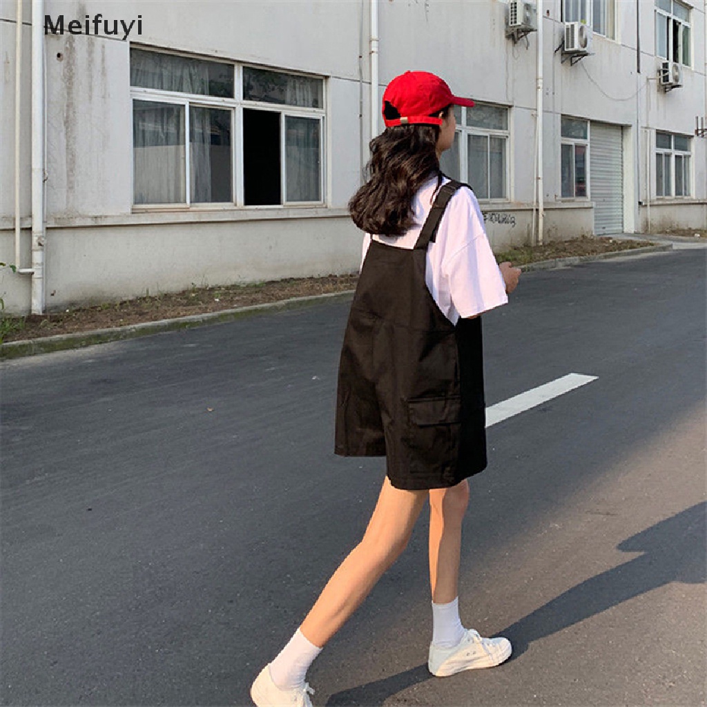 [Meifuyi] Quần Yếm Ống Rộng Có Túi Phong Cách Hàn Quốc Dễ Phối Đồ Thời Trang Mùa Hè Cho Nữ