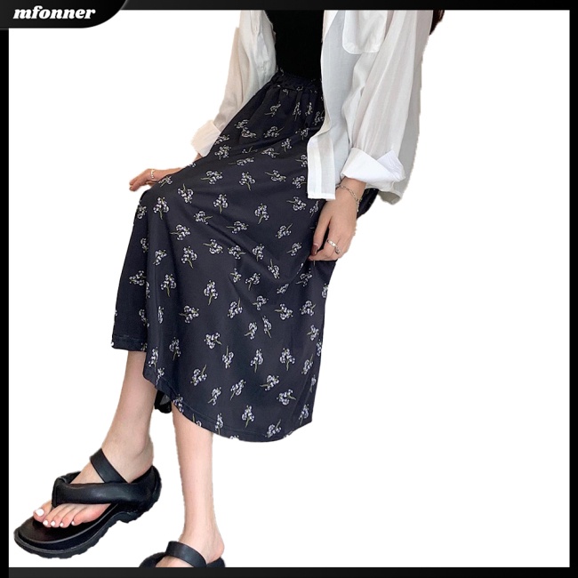 Chân Váy Xếp Ly Lưng Cao Co Giãn In Họa Tiết Hoa Thời Trang Mùa Hè Dành Cho Nữ