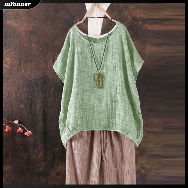 Áo Cổ Tròn Dáng Rộng Thoáng Khí Màu Trơn Thời Trang Cho Nữ