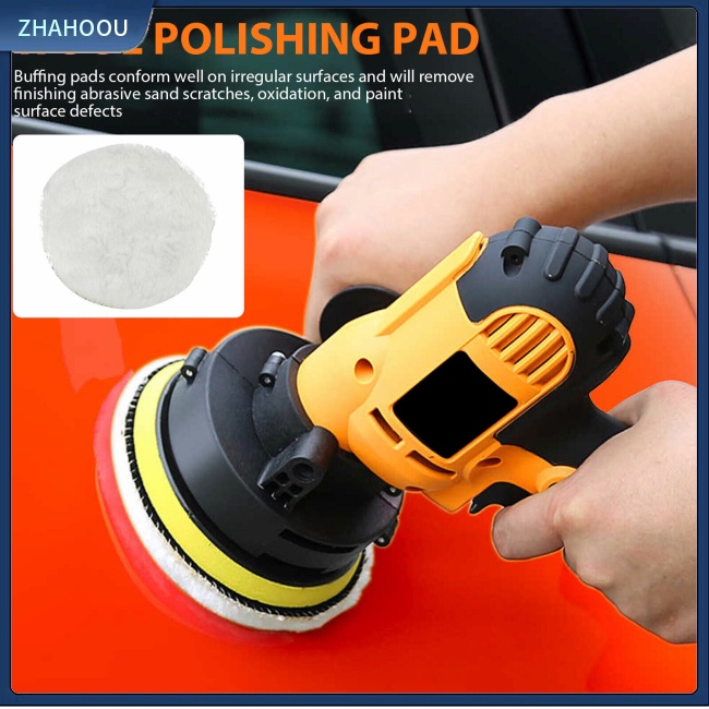 ☃Nhà Cửa☃ Set 2 Đĩa Đánh Bóng 6 Inch 180 Độ Tự Dính Bằng Len Đánh Bóng Cho Bề Mặt Sơn