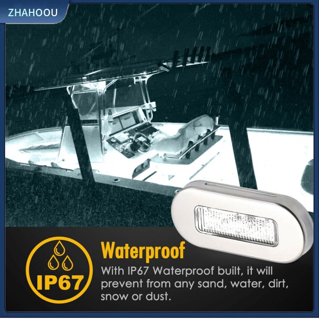 ☃Nhà Cửa☃ Set 4 Đèn 3led 12v Khung Inox Cho Tàu Thuyền / Xe Mô Tô