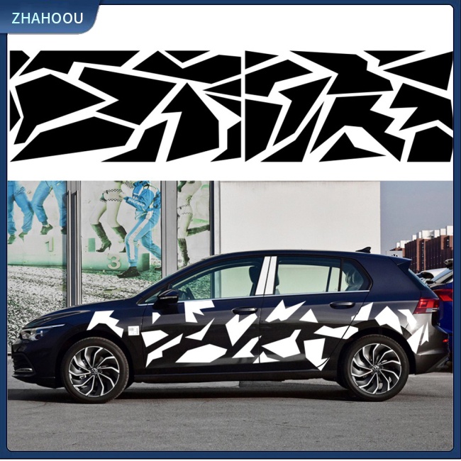 ☃Nhà Cửa☃ 1 Cặp Nhãn Dán Trang Trí Xe Hơi Họa Tiết Rằn Ri Chống Phai Màu D-2357