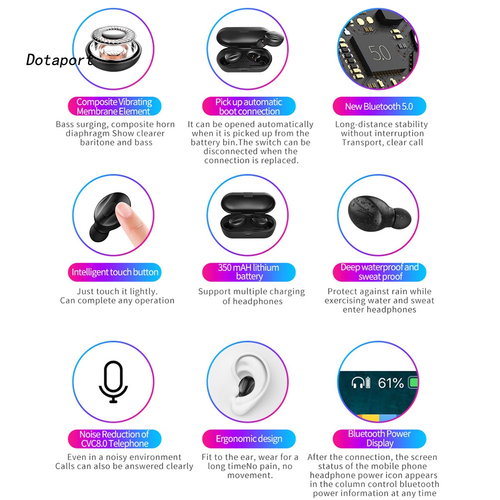 Tai Nghe Bluetooth 5.0 Nhét Tai KDDT- XG13 Kèm Hộp Sạc