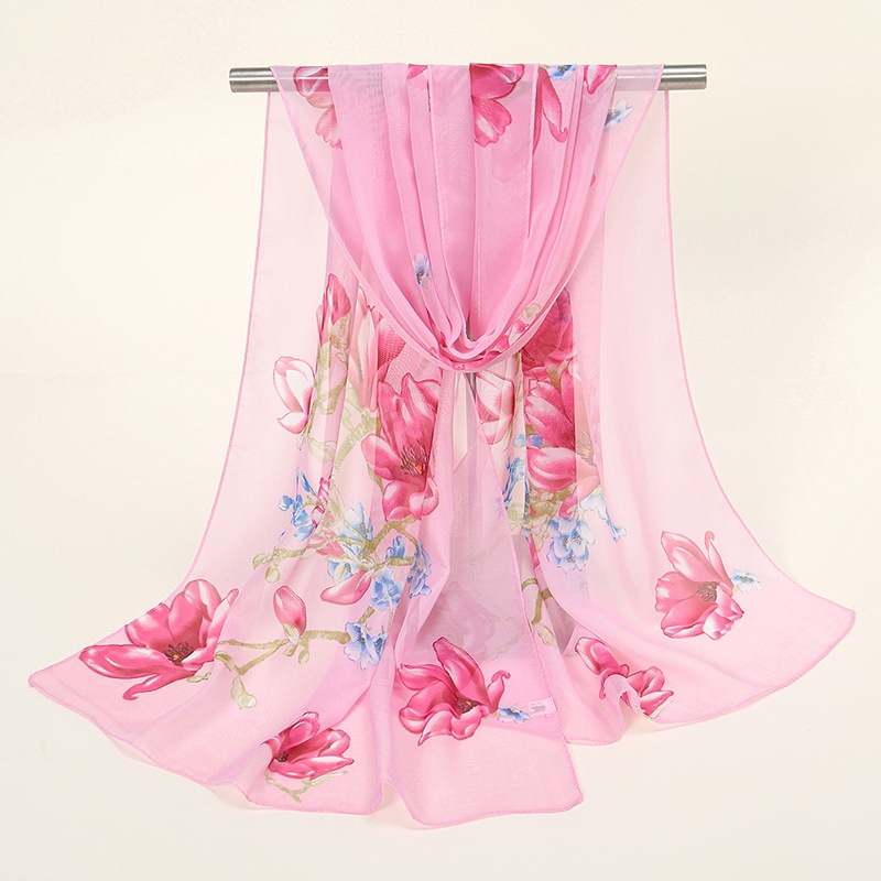 Khăn Choàng Nhỏ Dài 150-50cm Chất Liệu Chiffon Chống Nắng In Họa Tiết Thời Trang Mùa Hè Cho Nữ