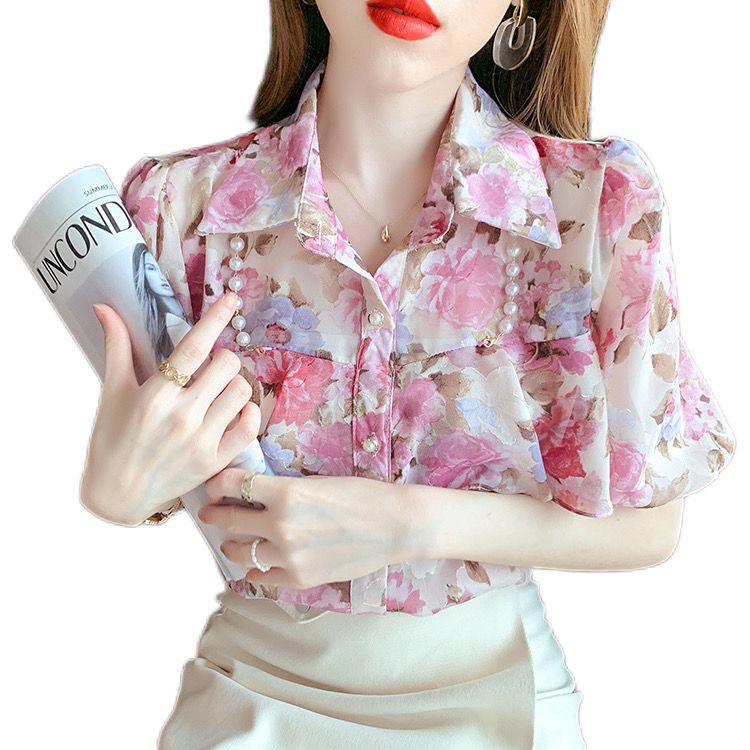 Áo Voan Hoa Ngắn Tay Thời Trang Mùa Hè Xinh Xắn