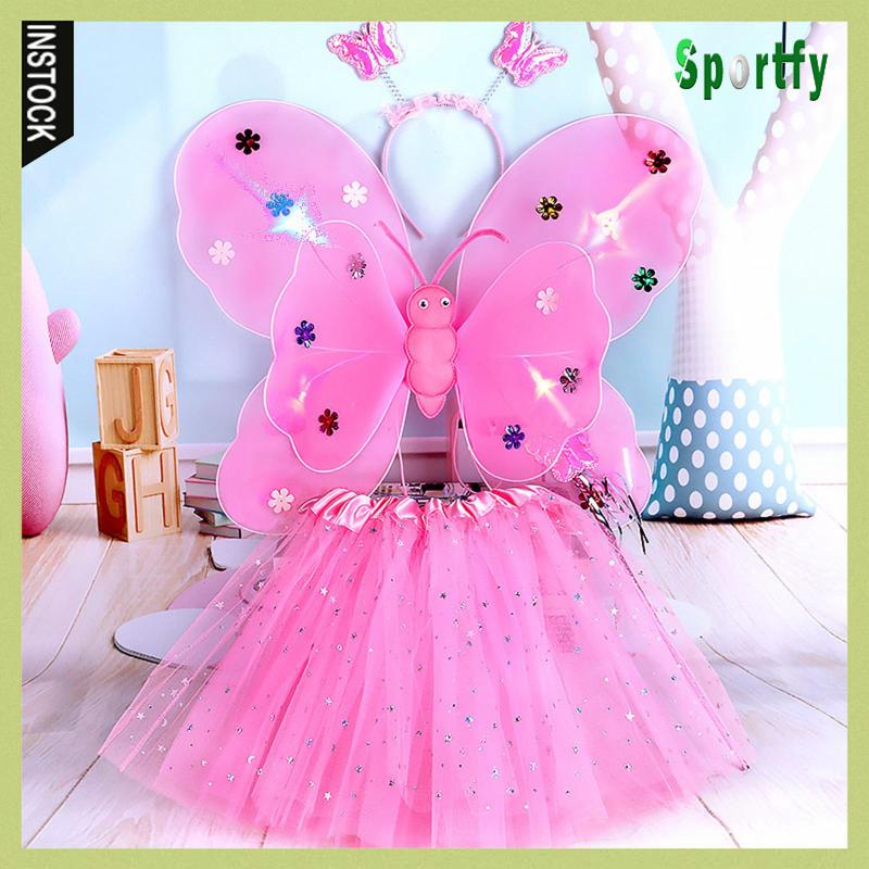 Đầm Xoè Tutu Phối Cánh Bướm Có Đèn Led Phát Sáng Cho Bé
