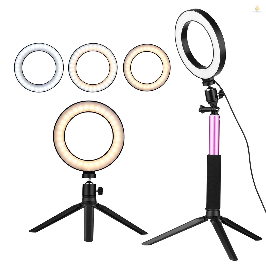 Vòng Đèn LED Mini 6 Inch 3 Chế Độ Điều Chỉnh Được Kèm Giá Đỡ Ba Chân Mini Để Bàn