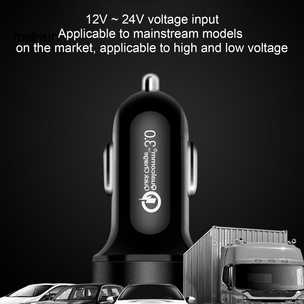 Tẩu Sạc Hai Cổng USB 5VQC3.0 + 2.4A Màn Hình Kỹ Thuật Số Siêu Bền Cho Xe Hơi