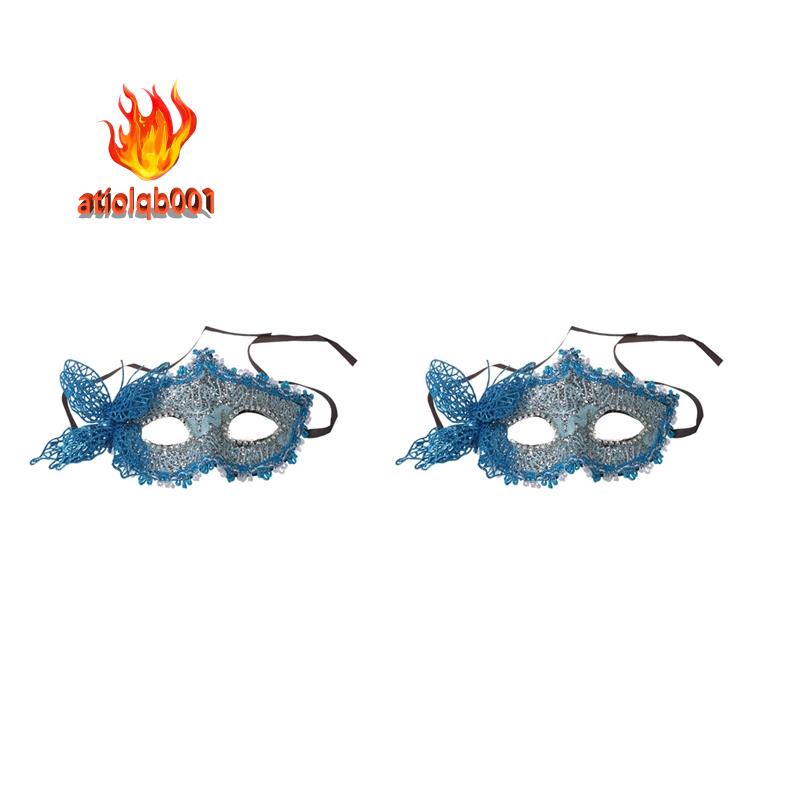 Bộ 2 Mặt Nạ Ren Gợi Cảm Màu Xanh Dương Dùng Cho Lễ Hội Hóa Trang