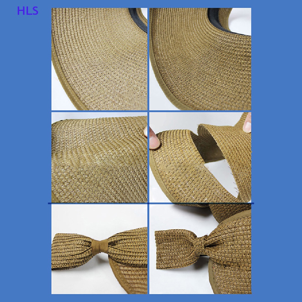 [HLS] Mũ Rơm Rộng Vành Thắt Bím Đi Biển Mùa Hè Có Thể Gập Lại Cho Nữ