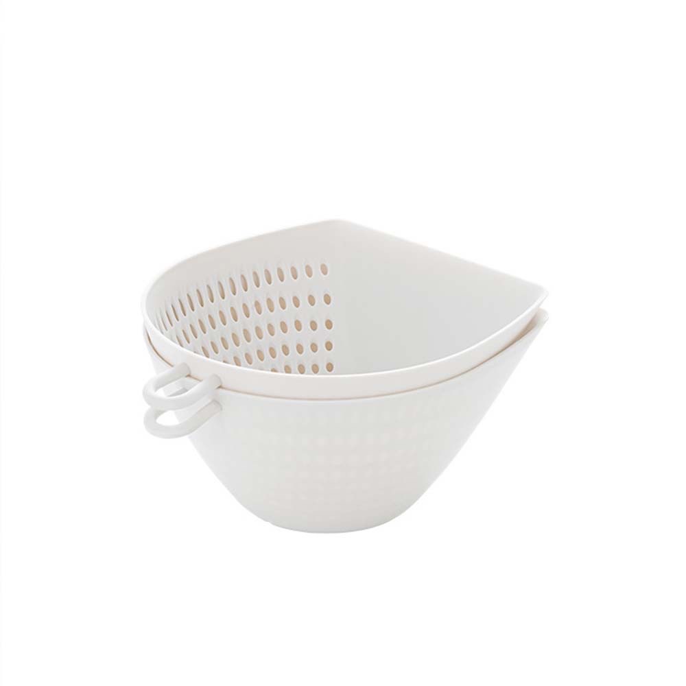 Rổ Rửa Trái Cây Hai Tầng Mini Màu Xám Đơn Giản Đa Năng Phong Cách Nhật Bản