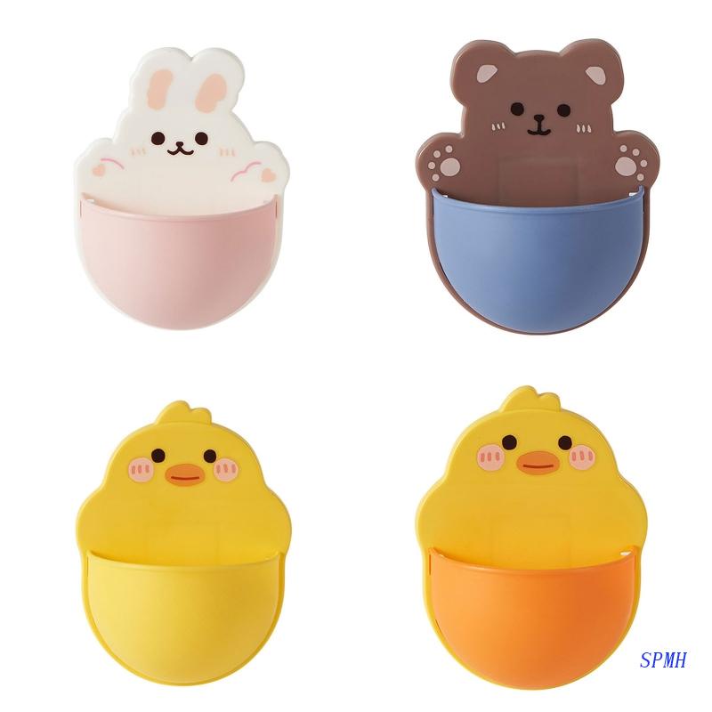 Giá Đỡ Bàn Chải Đánh Răng / Điện Thoại Gắn Tường Siêu Dính Họa Tiết Hoạt Hình