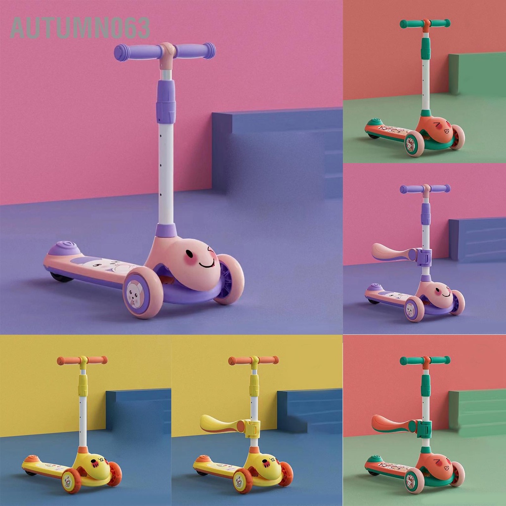 Autumn063 Kick Scooter Light Up Deck Wheel Hình hoạt hình ổn định cho các động ngoài trời dành trẻ em