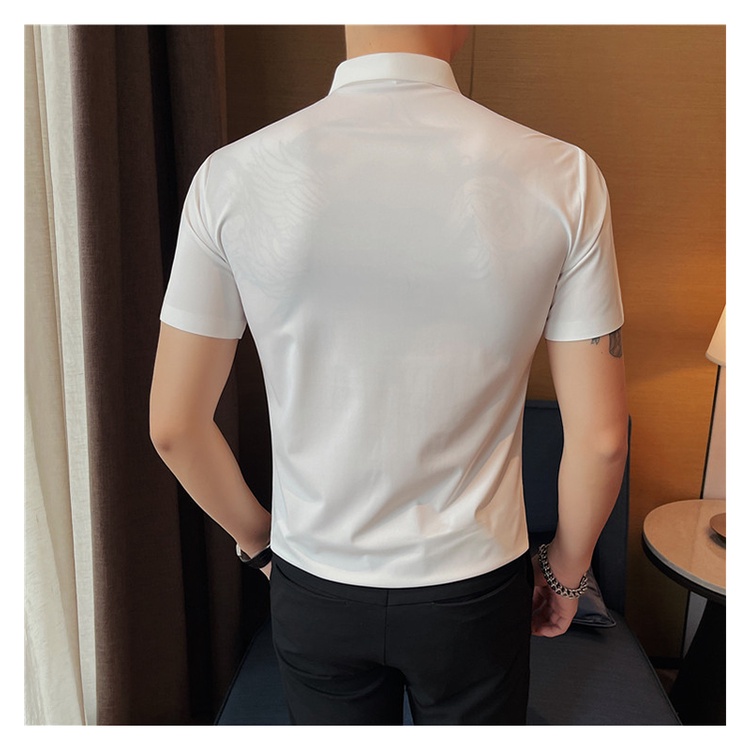 Áo Thun POLO Ngắn Tay Không Đường May Co Giãn Thời Trang Mùa Hè Cho Nam