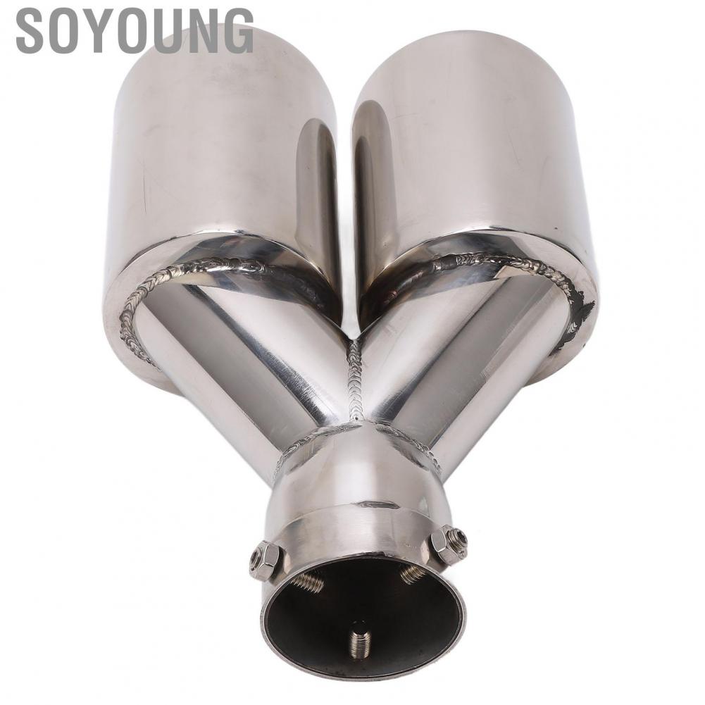 Soyoung Dual Exhaust Tips Tailpipe  Corrosion Universal Bevel Cut for Replacement