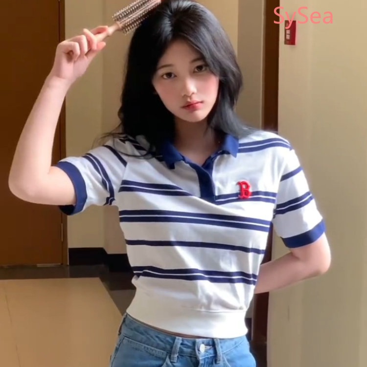 Áo Sơ Mi Tay Ngắn Kẻ Sọc Thời Trang Mùa Hè Hàn Quốc Cho Nữ